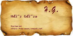 Ház Géza névjegykártya
